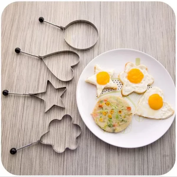 Pack of 4 Egg Shaper Kitchen Tools Star, Heart, Round, Flower Shaped Stainless Steel -   )