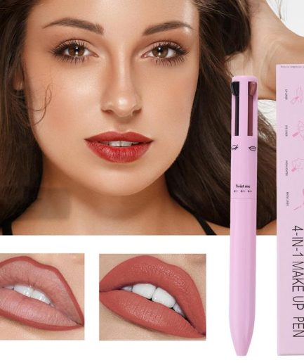 4 in 1 Waterproof Makeup Pen Eyebrow Pencil Long Lasting Easy Lip Color Liner Highlight Lying Silkworm Eyeliner Pen Makeup Tools (Random Color)