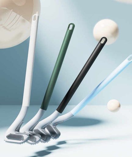 Golf Toilet Brush | Long Handle Silicone Toilet Brush, Flexible Silicone Rubber Toilet Brush cleaning Golf Style | Without Box (Random Color)