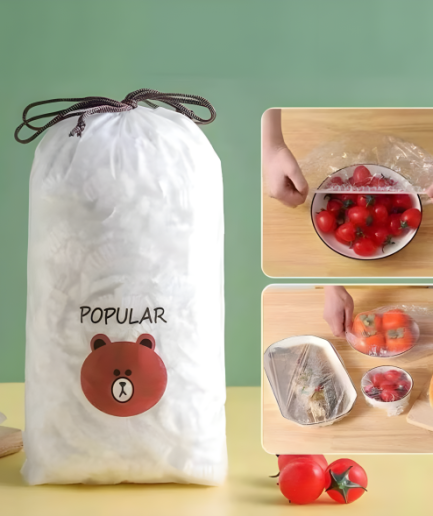 100 Pcs Disposable Food Cover Plastic Shopper Bags