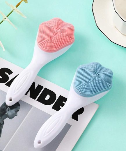 1 pcs Silicone Face Scrubber Exfoliating Brush, Manual Handheld Massager, Facial Cleansing and Blackhead Scrubber, Soft Bristles for Face Skincare (Random Color)