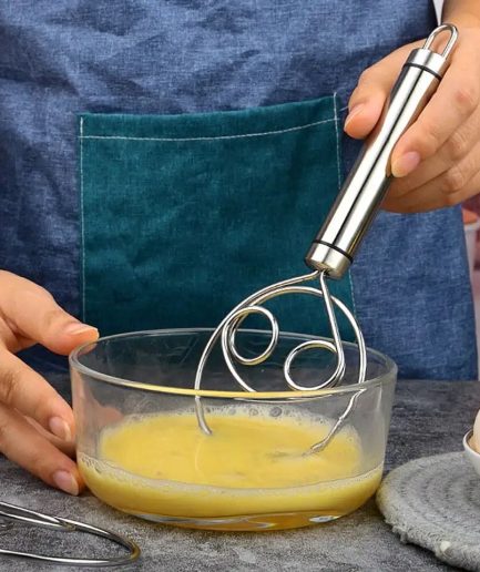 Manual Non Stick Steel Flour Cream Mixer Beater | Dough Whisk Mixer, Kitchen Baking Blender Tool 