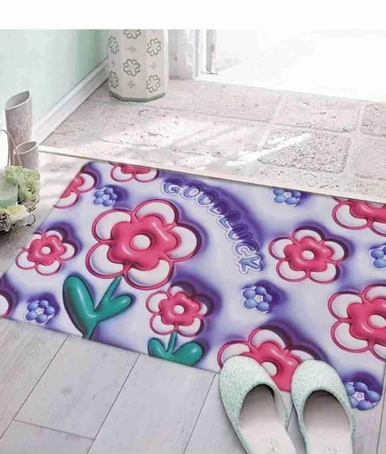 3D Printing Soft Mat Cut Flower Design Anti Slip Floor Door Mat Water Absorb for Bathroom, Kitchen or Room (Random color & Designs)