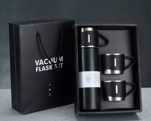 STAINLESS STEEL VACUUM FLASK SET, 500ML WITH 2CUPS