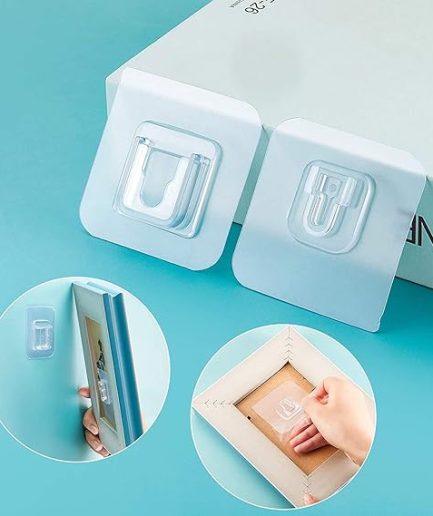 Transparent Double Sided Male Female Adhesive Hooks for Bathroom Kitchen Office Hanging