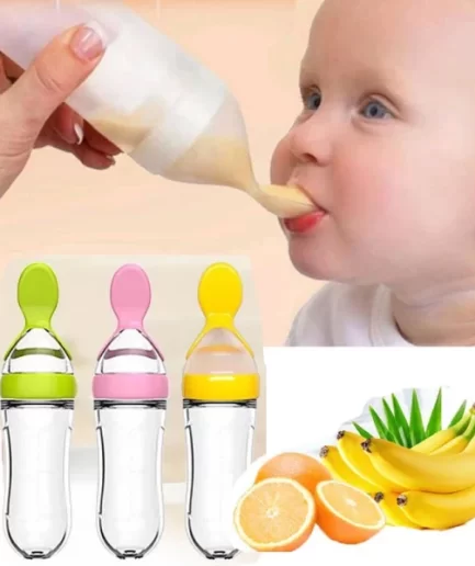 Baby Spoon Feeder Silicone Bottle Feeding (Random Color)