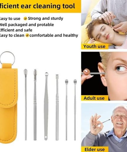 Pack off 6  Ear Pick with Storage Bag Dig Ear Wax Remover Cleaner Care Portable Travel Kit Cleaner Spoon