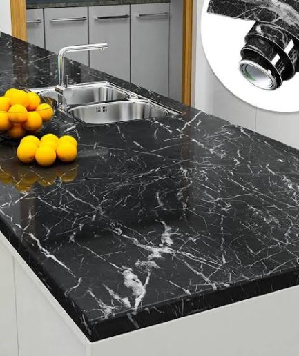 Self Adhesive Black Marble Sheet Sticker For Kitchen, Cupboard, Wall – Anti Oil And Heat Resistant Wallpaper (60*200 cm)