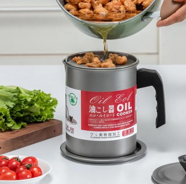 High Quality Fryer Oil Filter Pot  Carbon Steel oilcan with Stainless Steel Kitchen  Storage Jug Cooking Pot