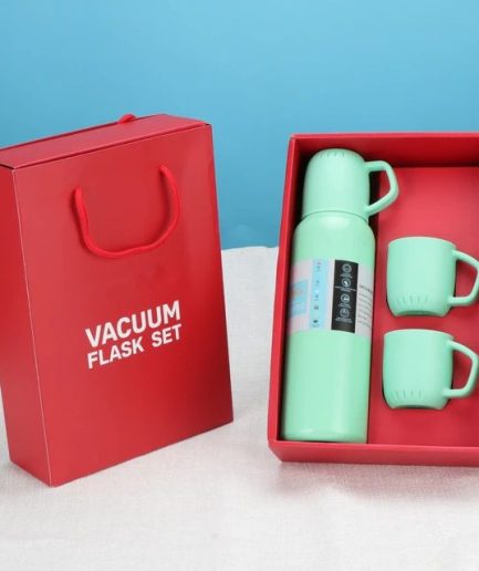 New Shape Vacuum Flask stainless steel  Bottle with 2 Cups and Gift Box  550 ML (random color)