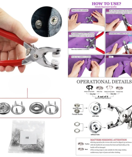 Metal Hand Press Tich Button fixer Machine metal good quality - 50 PCs button