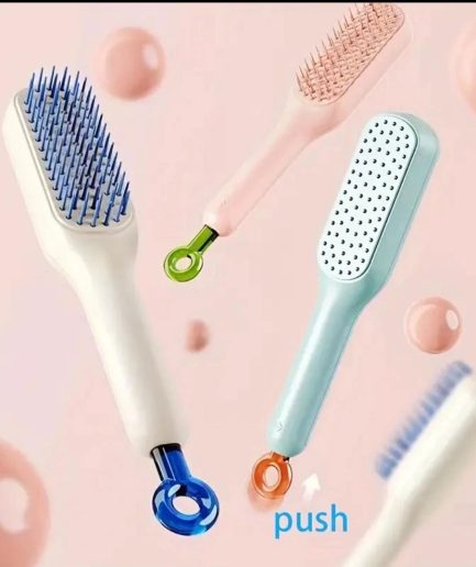Self Cleaning Magic hair brush, One-click Cleaning Telescopic Hair Comb –  (random Color)