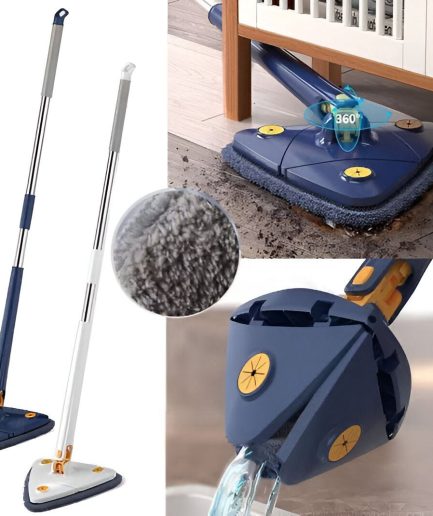 Extendable Triangle Mop 360 Twist Squeeze Window Glass Toilet Bathroom Floor Household Cleaning Ceiling Dusting (Random color)
