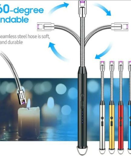 Arc Lighter With Usb Charging | Flameless Windproof | LED Battery Display | Safety Switch | Rotate 360 Degrees(random colors)