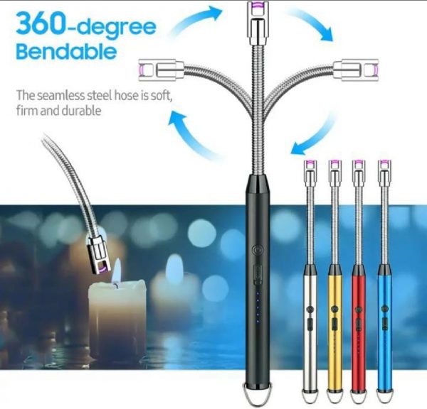 Arc Lighter With Usb Charging | Flameless Windproof | LED Battery Display | Safety Switch | Rotate 360 Degrees