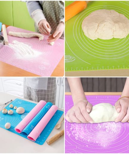 Silicone Baking Roti Mat With Measurements Heat Resistant | Non Stick Flour Rolling Mat | Baking Kneading Dough Pad (Random Color)