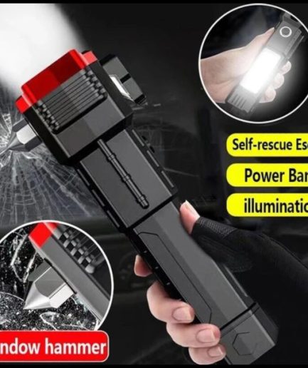 High-power Led Torch Light Rechargeable Flashlight And Multifunctional Tactical Hammer & Power Bank To Charge the Phone With Box (random Color)