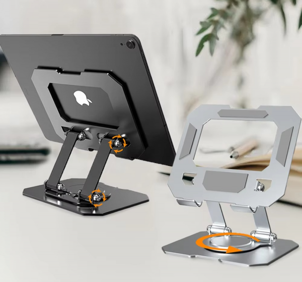 360  Rotating Metal Tablet & Mobile - Adjustable, Foldable, and Portable Desk Mount with Cooling Design for Phones, Tablets, and Small Devices, Device Cooling Stand | Stainless Steel Stand, Tablet Holder Stand -