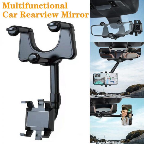 Spin Mirror Mobile Holder | Rearview Mirror Phone Holder for Car Multifunctional 360  Rotatable Retractable Car Phone Holder Mount,Universal Cell Phone Holder Fit All Car and Phone