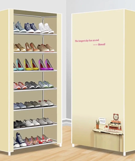 8 Layer Portable Dustproof Shoe Rack Shoe Rack Storage Closet Household Shoe Storage Rack Storage Cabinet (Random Color)