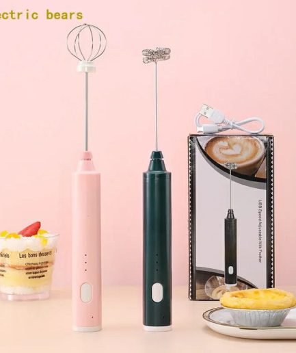 Handheld Electric Milk Frother Whisk Egg Beater USB Rechargeable Coffee Blender Household Milk Shaker Mixer Foamer Food Blender (random color)