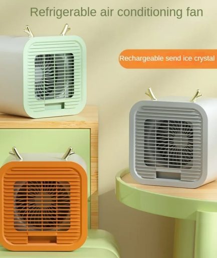 Portable Desktop Air Conditioning Fan | Three Gears Adjustable Strong Cold Air Fast Cooling USB Fan for Indoor Rechargeable