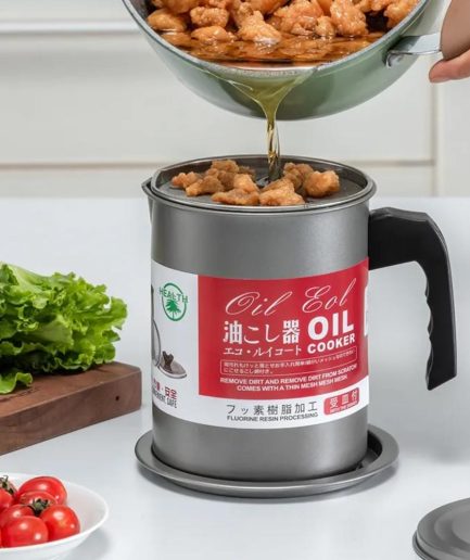 High Quality Fryer Oil Filter Pot  Carbon Steel oilcan with Stainless Steel Kitchen  Storage Jug Cooking Pot ( Without Box )