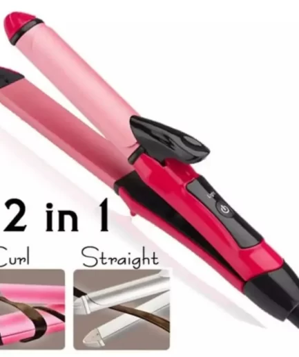 2-in-1 Nova Hair Straightener and Curler – Dual-Use Styling Tool with Quick Heat-Up Technology, Ceramic Plates for Smooth Straightening & Effortless Curls Model-NH-2009 – Portable, Lightweight, Ideal for Home or Travel Use