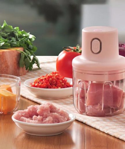 250ML Pink USB Wireless Electric Garlic Masher Sturdy Press Mincer Vegetable Chili Meat Grinder Food Chopper Kitchen Tools
