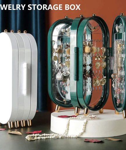 Screen Folding Jewelry Box | Jewelry Cabinet Organizer with Mirror (Random Color)