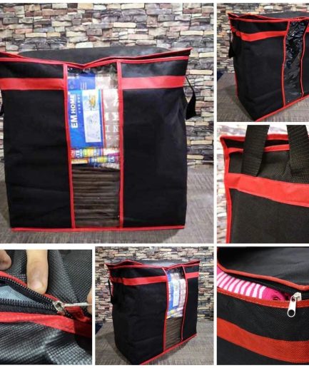Black Storage Blanket Bag Organizer Folding Bag Organizer, Cloth Storage Boxes For Wardrobe