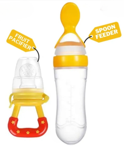 Food Pacifier + Feeder Spoon / Fresh Fruit Food Baby , Feeding Safe Fruit Feeder - Random Color