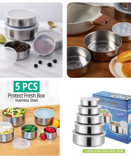 Stainless Steel Bowl Set of 5 – Food-Grade, Rust-Resistant Mixing and Serving Bowls