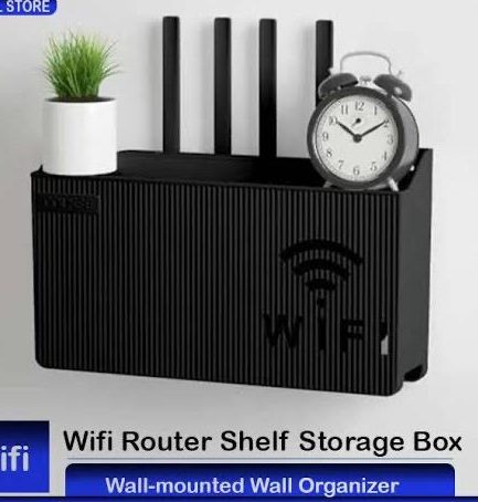 WiFi Router Shelf & Cable Organizer – Wall-Mount ABS Plastic Storage Box for Routers, Power Strips & Cables (Random Colors)