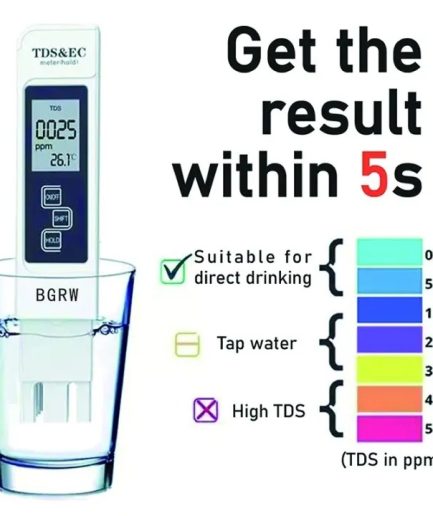 Portable Digital Water TDS, EC, And Temperature Meter (3-in-1) With ATC Function, 1ppm Resolution, 0-9990ppm Purity Tester