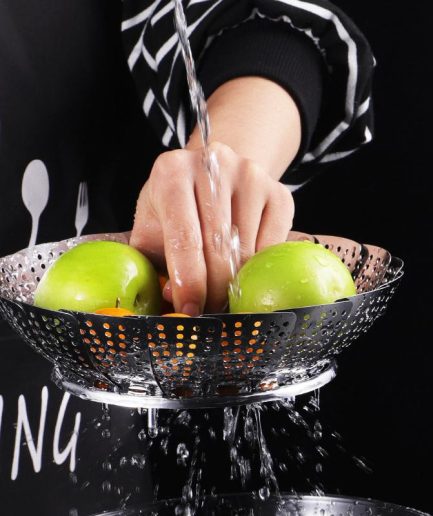 Stainless Steel Folding Vegetable Steamer Basket Stainless Steel Detachable Steaming Rack Steamer Tray for Kitchen Cookware
