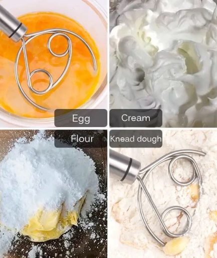 Manual Non Stick Steel Flour Cream Mixer Beater | Dough Whisk Mixer, Kitchen Baking Blender Tool