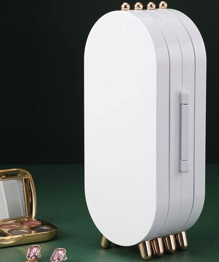 Screen Folding Jewelry Box | Jewelry Cabinet Organizer with Mirror (Random Color)