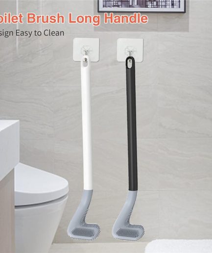 Golf Toilet Brush | Long Handle Silicone Toilet Brush, Flexible Silicone Rubber Toilet Brush cleaning Golf Style | Without Box (Random Color)