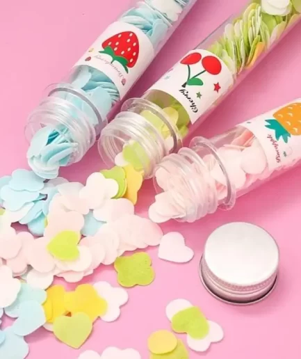 100 PCS Disposable Flower Paper Soap With Portable Tube Bottle – Multi-Color Travel Soap Sheets For Hand Washing, Camping, And Outdoor Use ( Random Color )