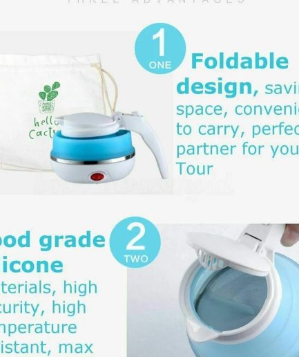 Fast Water Boiling 600 ml Portable Kettle Travel Kettle Foods Boils Quickly Silicone Small Collapsible Foldable Electric Sports Bottle ( Random Color )