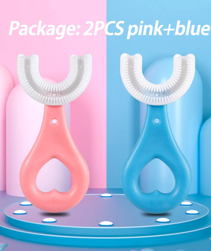 360° U-Shaped Baby Toothbrush | Soft Silicone Kids Oral Care & Teether Brush (Random Color)