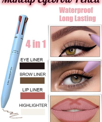 4 in 1 Waterproof Makeup Pen Eyebrow Pencil Long Lasting Easy Lip Color Liner Highlight Lying Silkworm Eyeliner Pen Makeup Tools (Random Color)