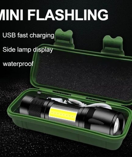 Portable LED Flashlight – Mini Rechargeable Torch with Side Light & Waterproof Body