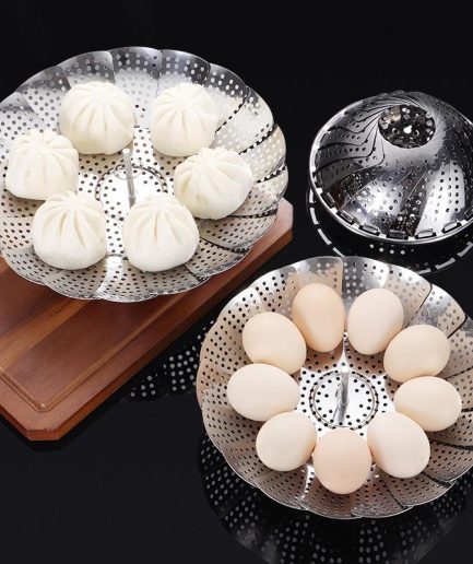 Stainless Steel Folding Vegetable Steamer Basket Stainless Steel Detachable Steaming Rack Steamer Tray for Kitchen Cookware