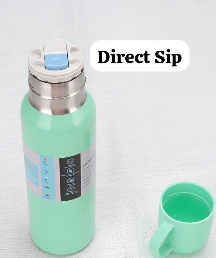 New Shape Vacuum Flask stainless steel Bottle with 2 Cups and Gift Box 550 ML (random color)