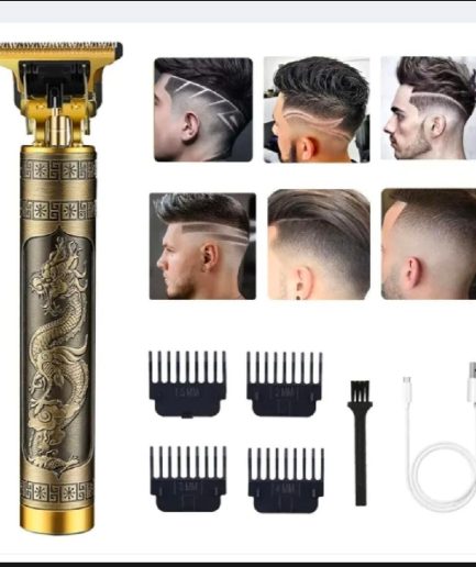 Metal Body - Vintage T9 Trimmer and Hair Clipper Cutting Machine For Men | Dragon Design | Golden Color Trimmer
