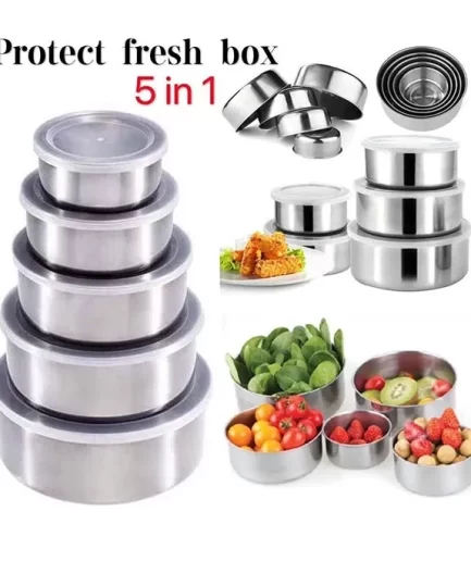 Stainless Steel Bowl Set of 5 – Food-Grade, Rust-Resistant Mixing and Serving Bowls