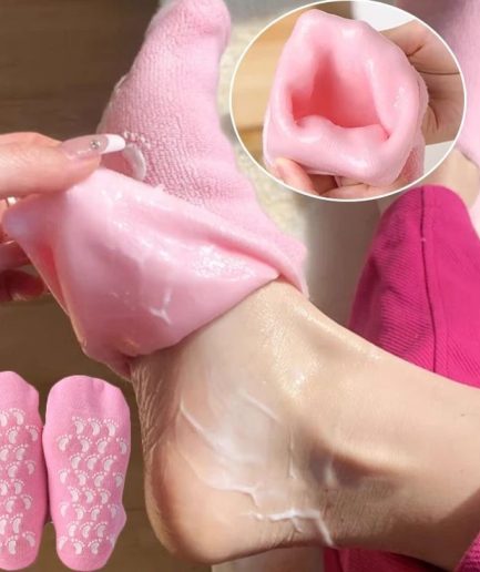 Reusable Silicone Spa Gel Socks For Dry Feet And Cracked Heel Treatment – Moisturizing Hydrating Softening And Skin Smoothing Overnight Foot Care