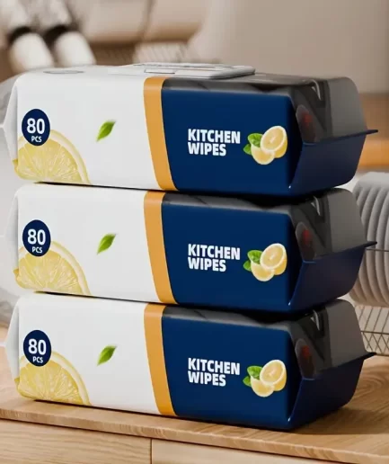 Kitchen Wipes – Pack of 80 Pieces, Multipurpose Cleaning Wipes for Home and Kitchen Use -Soft and durable material for effective cleaning